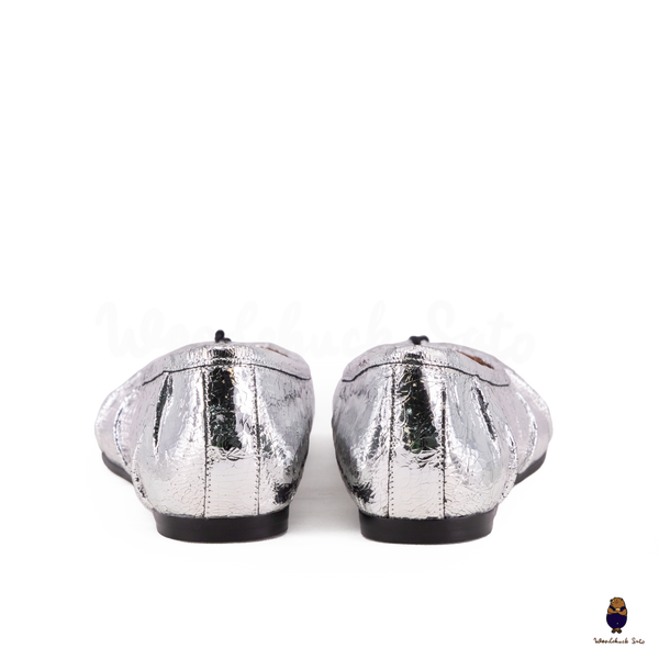 WoodChuckSato Ballerine da Uomo in Pelle Cracked Argento Tabi con Punta Divisa in Pelle "Invecchiata" Taglie EU 35-45