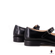 WoodChuckSato Zapatos planos Mary Jane de charol con punta dividida Tabi negro para hombre y mujer con correas de hebilla ajustables, tallas EU 35-47