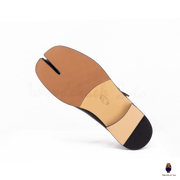 WoodChuckSato Zapatos planos Mary Jane de charol con punta dividida Tabi negro para hombre y mujer con correas de hebilla ajustables, tallas EU 35-47