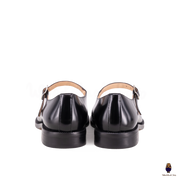 WoodChuckSato Zapatos planos Mary Jane de charol con punta dividida Tabi negro para hombre y mujer con correas de hebilla ajustables, tallas EU 35-47