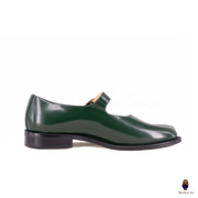 WoodChuckSato Zapatos planos Mary Jane de charol con punta dividida Tabi verde para hombre y mujer con correas de hebilla ajustables, tallas EU 35-47