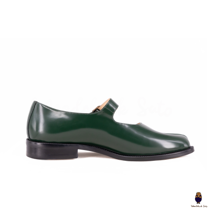WoodChuckSato Women's Men's Green Tabi Split-Toe Patent