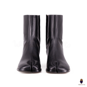 WoodChuckSato Stivali da Uomo in Pelle di Mucca Tabi Neri con Punta Divisa da Donna con Altezza Tacco 3 cm Taglie EU 35-48