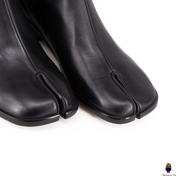 WoodChuckSato Stivali da Uomo in Pelle di Mucca Tabi Neri con Punta Divisa da Donna con Altezza Tacco 3 cm Taglie EU 35-48