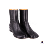 WoodChuckSato Stivali da Uomo in Pelle di Mucca Tabi Neri con Punta Divisa da Donna con Altezza Tacco 3 cm Taglie EU 35-48