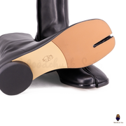 WoodChuckSato Stivali da Uomo in Pelle di Mucca Tabi Neri con Punta Divisa da Donna con Altezza Tacco 3 cm Taglie EU 35-48