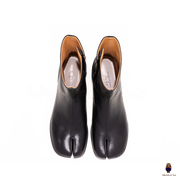 WoodChuckSato Stivali da Uomo in Pelle di Mucca Tabi Neri con Punta Divisa da Donna con Altezza Tacco 3 cm Taglie EU 35-48