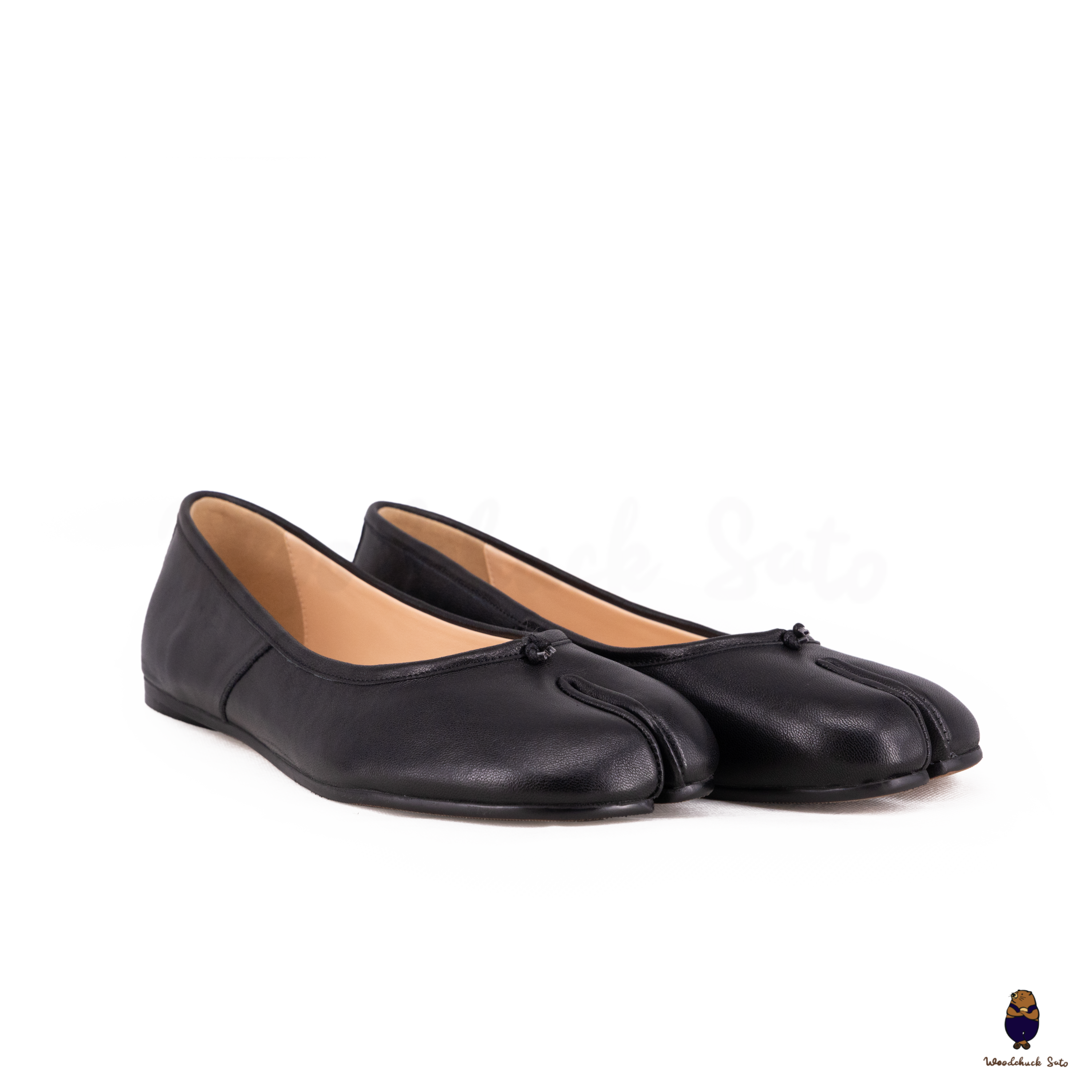 WoodChuckSato Women's Men's Black Tabi Split-Toe Sheep
