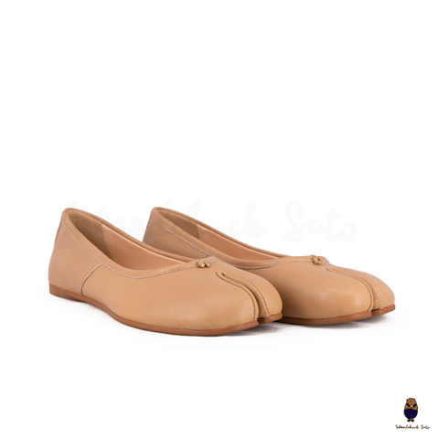 WoodChuckSato Ballerine Tabi da Uomo in Pelle di Pecora con Punta Divisa Beige da Donna Taglie EU 35-45