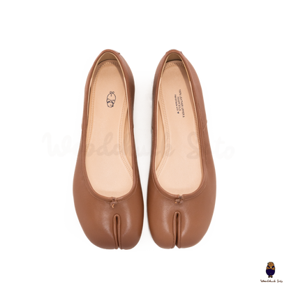 靴 STUDIO DOE V Flats Shoes 38 WoodchuckSato Japanese Brown Leather Split-Toe Tabi Ballerina