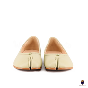 WoodChuckSato Hellgrüne Tabi-Ballerinas mit geteilter Zehenpartie aus Schafsleder für Damen und Herren, Größen EU 35–45