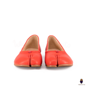 WoodChuckSato Damen- und Herren-Ballerinas Tabi Split-Toe aus Schafsleder in leuchtendem Rot, Größen EU 35–45
