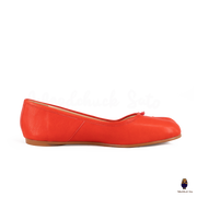 WoodChuckSato Damen- und Herren-Ballerinas Tabi Split-Toe aus Schafsleder in leuchtendem Rot, Größen EU 35–45