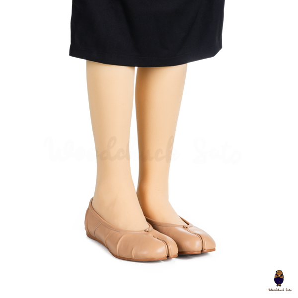 WoodChuckSato Ballerine da Uomo in Pelle Beige Tabi con Punta Divisa "Invecchiata" Taglie EU 35-45