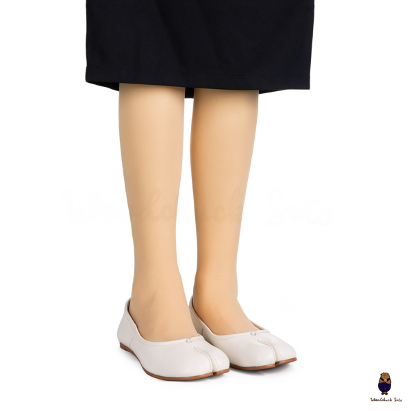 WoodChuckSato Ballerine Tabi da Uomo in Pelle Bianca con Punta Divisa "Invecchiata" da Donna Taglie EU 35-45