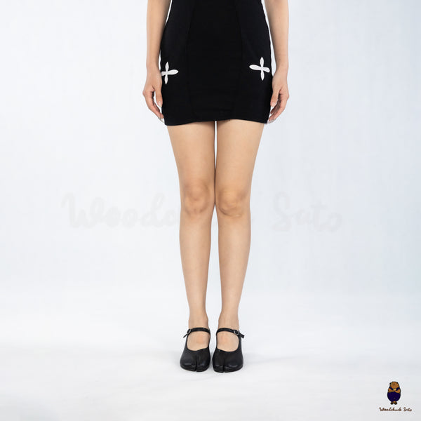 WoodchuckSato Black Leather Buckle-Strap Tabi Mary Jane 6cm Heels