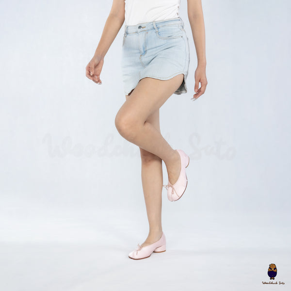 WoodchuckSato Pink Vegan Bow Tabi Ballet Heels
