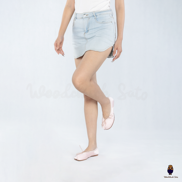 WoodchuckSato Pink Vegan Bow Tabi Ballet Flats