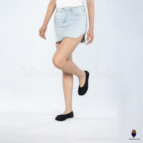 WoodchuckSato Black Vegan Bow Tabi Ballet Flats