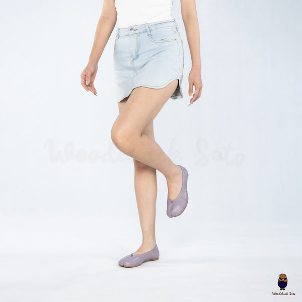 WoodchuckSato Violet Fold Leather Tabi Ballet Flats
