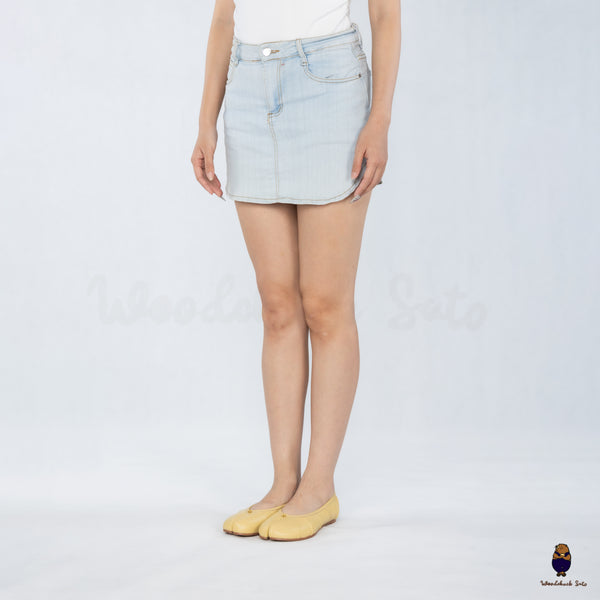 WoodchuckSato Cream Yellow Fold Leather Tabi Ballet Flats