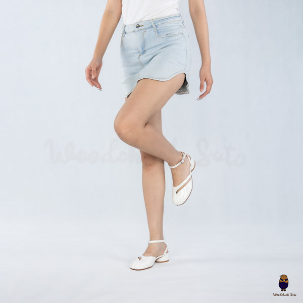 WoodchuckSato Mina White Ankle-Strap Tabi Heels