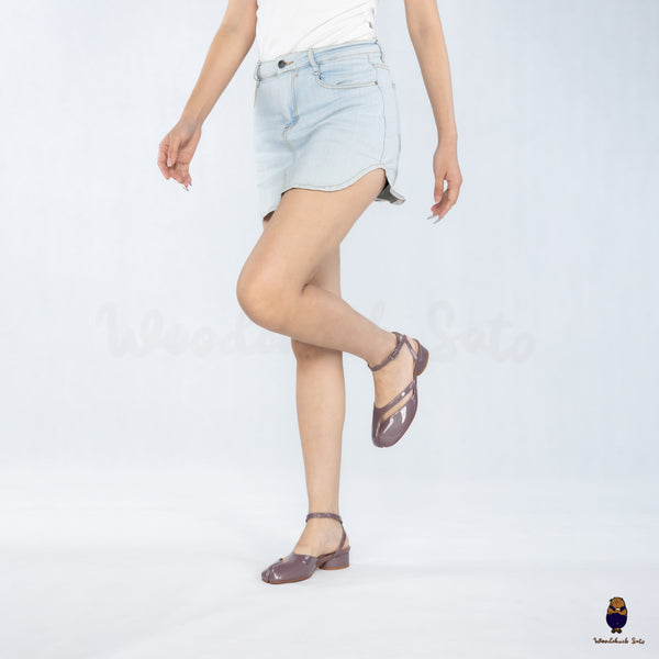 WoodchuckSato Mina Mauve Taupe Ankle-Strap Tabi Heels