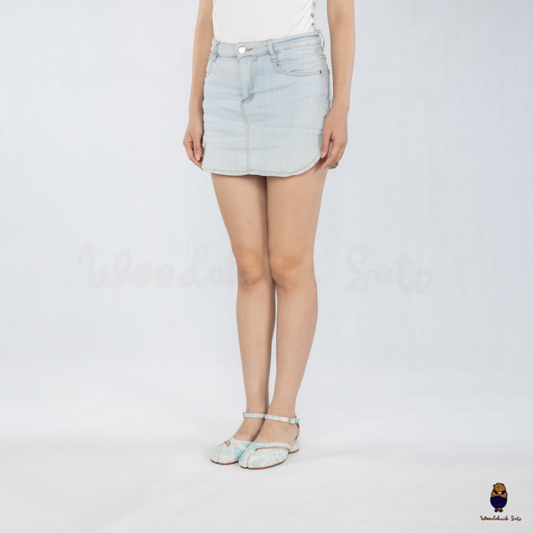 WoodchuckSato Mina Blue Floral Ankle-Strap Tabi Heels