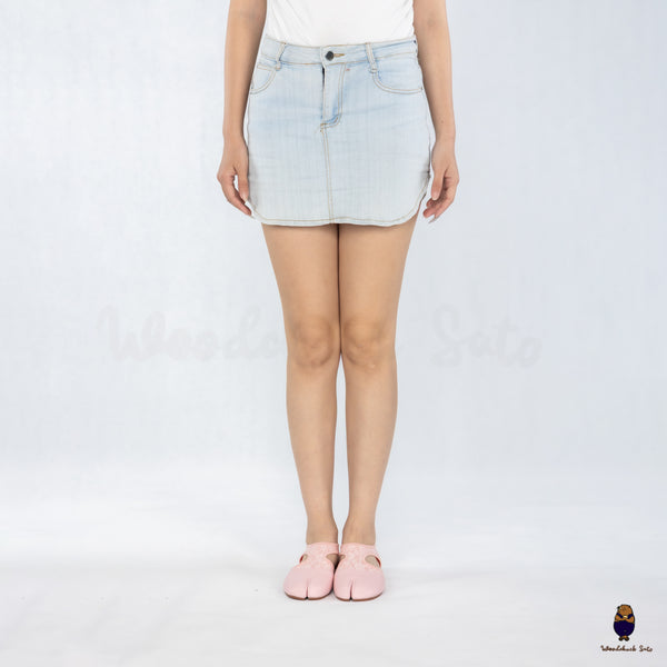 WoodchuckSato Pink Leather & Lace Mesh Tabi Cut-Out Flats