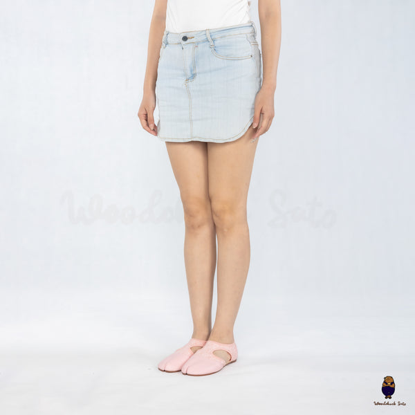 WoodchuckSato Pink Leather & Lace Mesh Tabi Cut-Out Flats