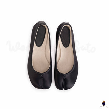 WoodChuckSato Bailarinas de satén con puntera dividida para hombre, color negro, Tabi, tallas EU 35-45