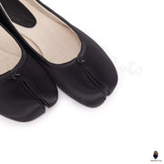 WoodChuckSato Bailarinas de satén con puntera dividida para hombre, color negro, Tabi, tallas EU 35-45