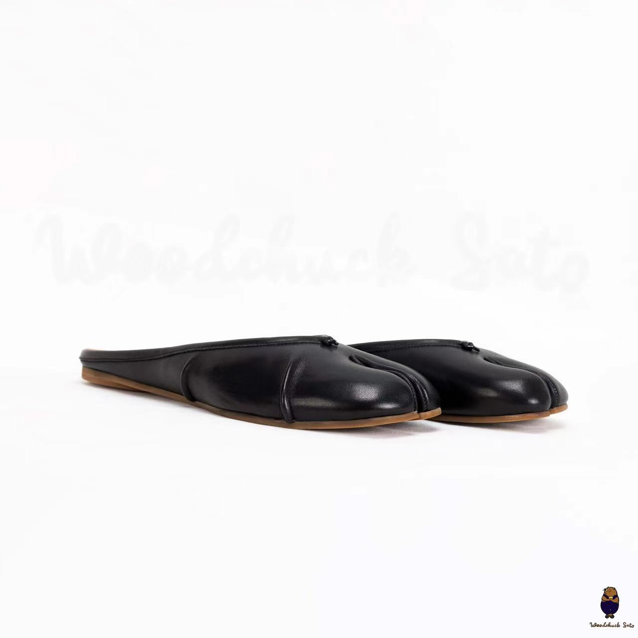 WoodChuckSato Scarpe da sabot da balletto in pelle "invecchiate" Tabi nere da uomo con punta divisa taglie EU 35-45