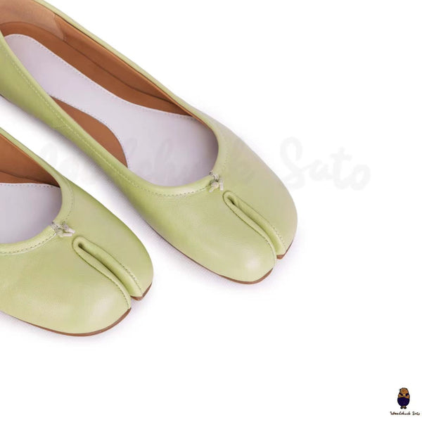 Unisex green leather tabi sandals size 35-45