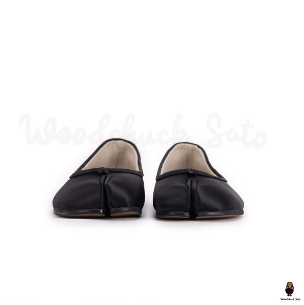 WoodChuckSato Women's Men's Black Tabi Split-Toe Satin Ballet Flats Sizes EU 35-45