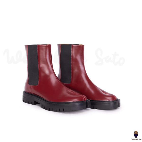 Red Tabi chelsea boots unisex split-toe woodchucksato