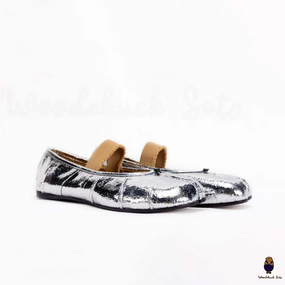 WoodChuckSato Women's Men's Cracked Silver Tabi Split-Toe