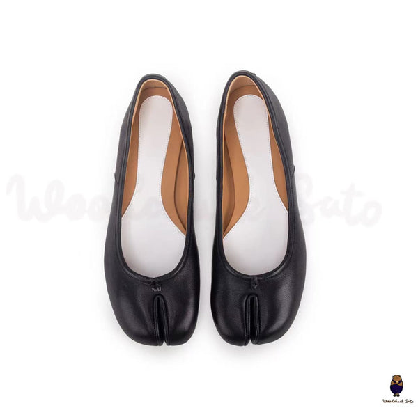 Sandales unisexes tabi à bout fendu en cuir noir taille 35-45