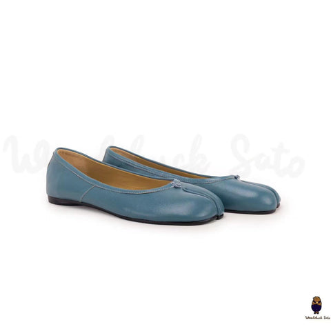 Unisex blue leather tabi split-toe sandals size 35-45