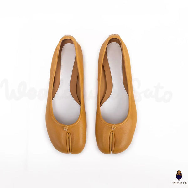 Sandales tabi unisexes en cuir jaune taille 35-45