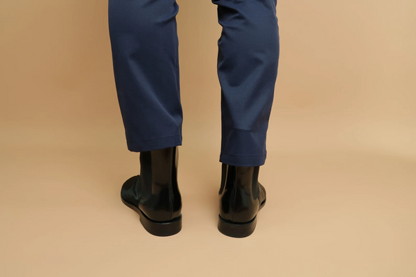 WoodChuckSato Damen Herren schwarze Tabi Split-Toe Rindsleder Pferdehaar elastische Stiefel Größen EU 35-47
