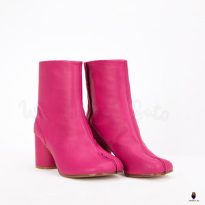 Tabi Lederstiefel mit geteilter Zehenpartie für Herren und Damen, 8 cm Absatz, rosa, EU35–48