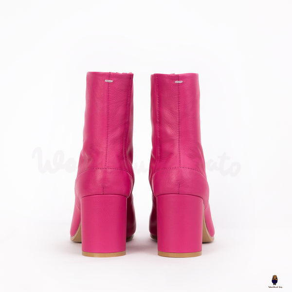 Tabi split toe men’s women’s 8cm heel leather pink boots
