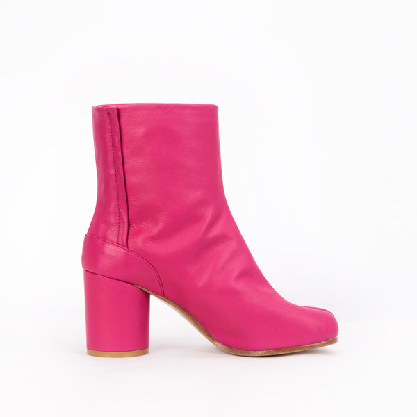 Tabi split toe men’s women’s 8cm heel leather pink boots