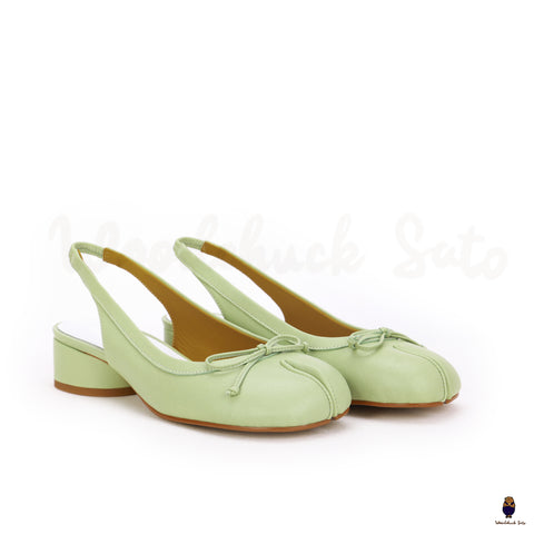 Leather summer sandals green tabi split-toe sandals size 35-45