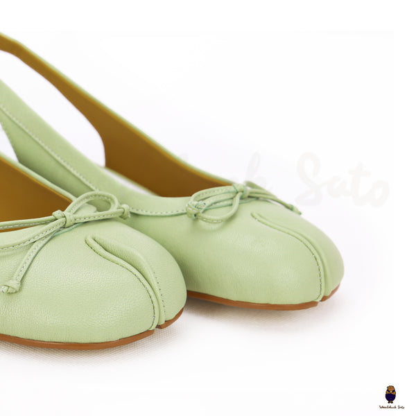 Leather summer sandals green tabi split-toe sandals size 35-45