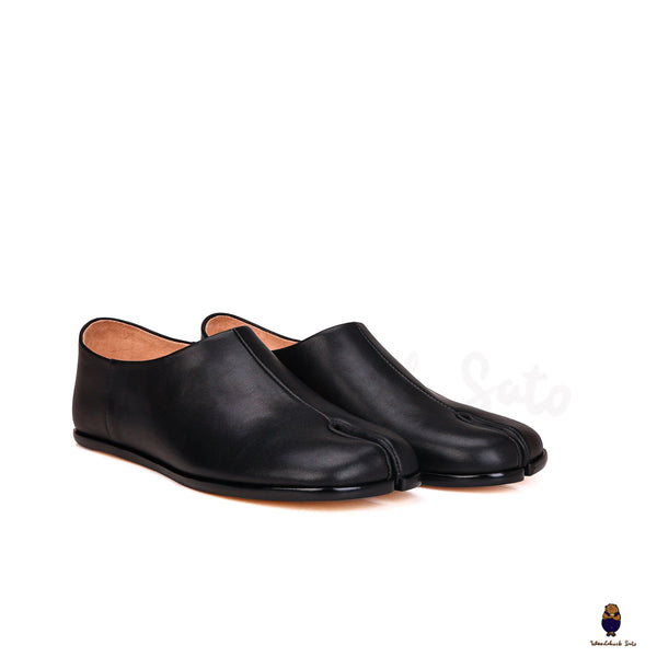 Black Women's men's summer leather tabi split-toe shoes loafer size 35-47