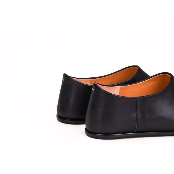 Schwarzer Unisex-Loafer aus Schafsleder mit geteilter Tabi-Schuhe, Größe 35–47