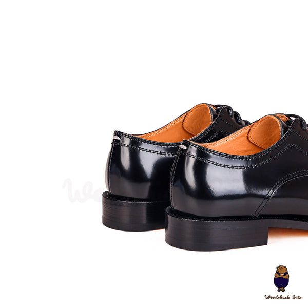 Vintage women's men's Tabi split toe calfskin leather shoes / pumps/ flats black  EU35-47
