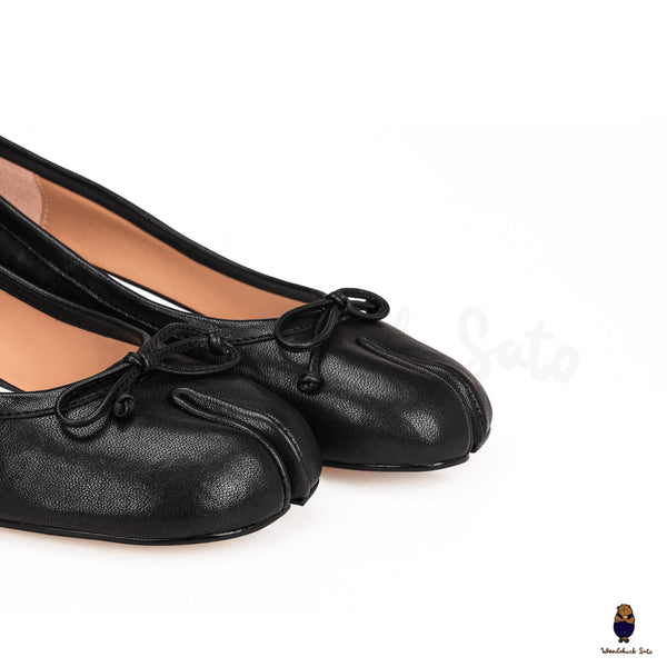 Chaussures plates Mary Jane en cuir à bout fendu Tabi noir 35-45
